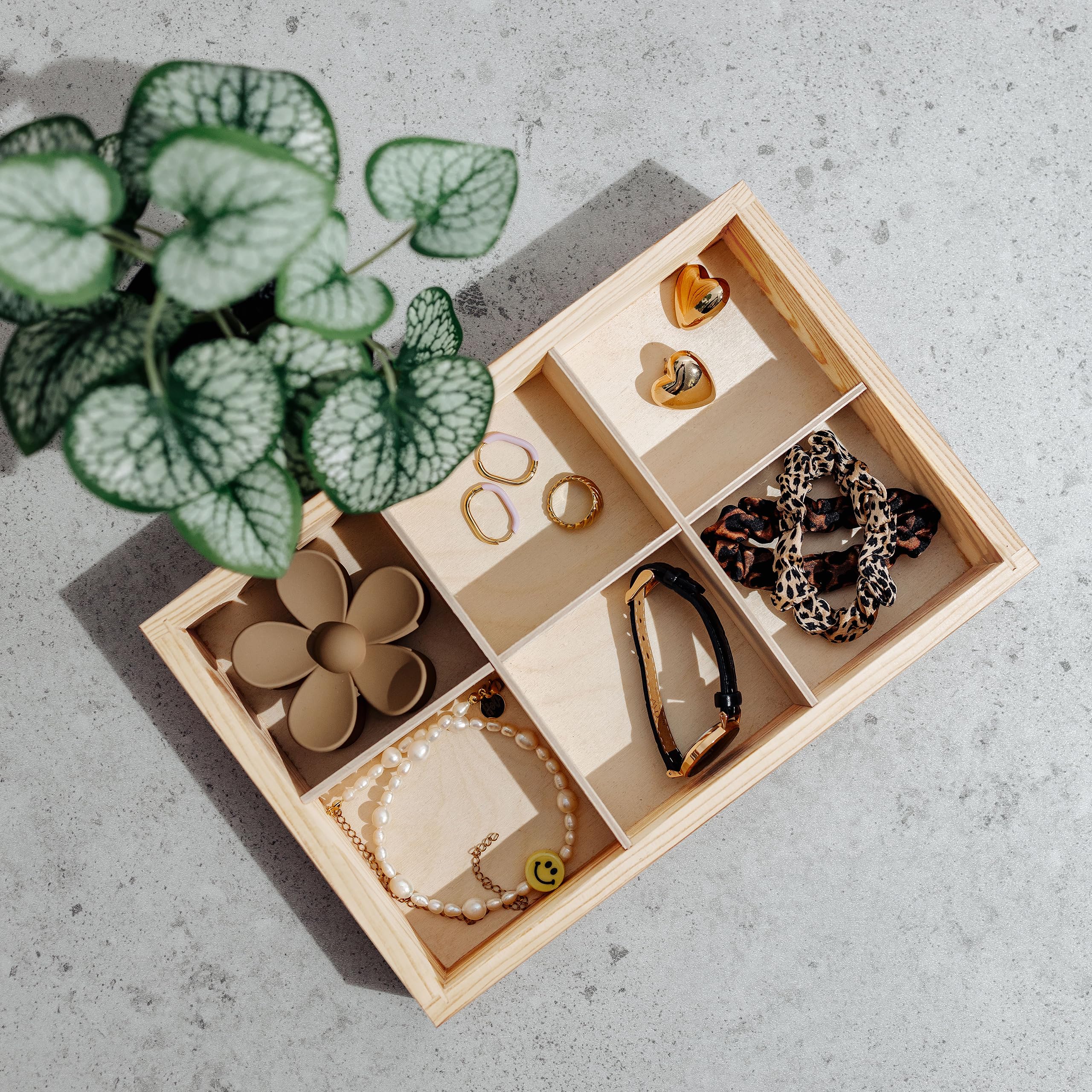 Image secondaire de Creative Deco Petit Plateau Bois Étagère à Casiers | 6 Compartiments | 27.5x18x4cm | Rangement des Bijoux et Perles pour Armoire