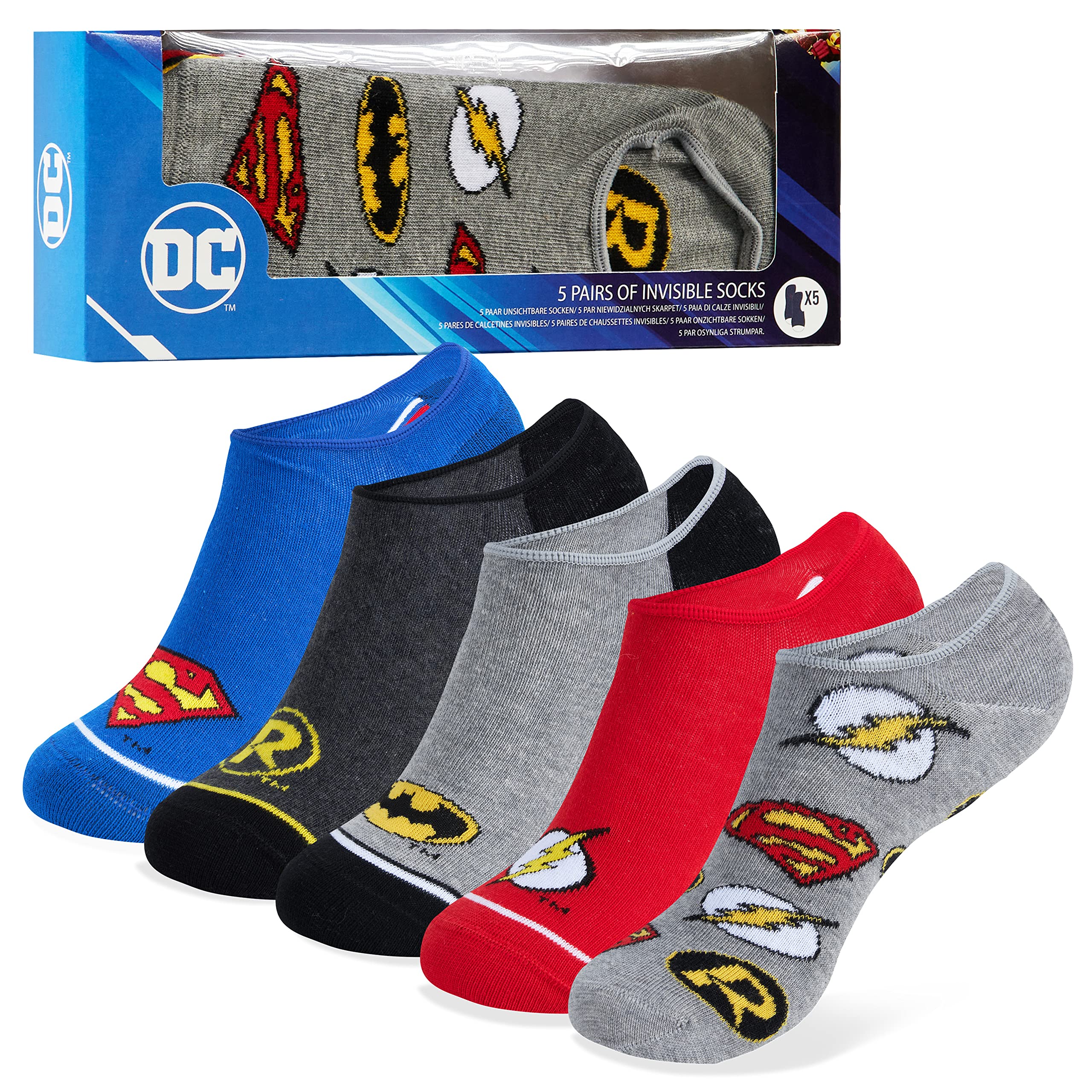 DC ComicsBoys Liner Socks, Invisible No Show Stretchy Socks - Boys Gifts
