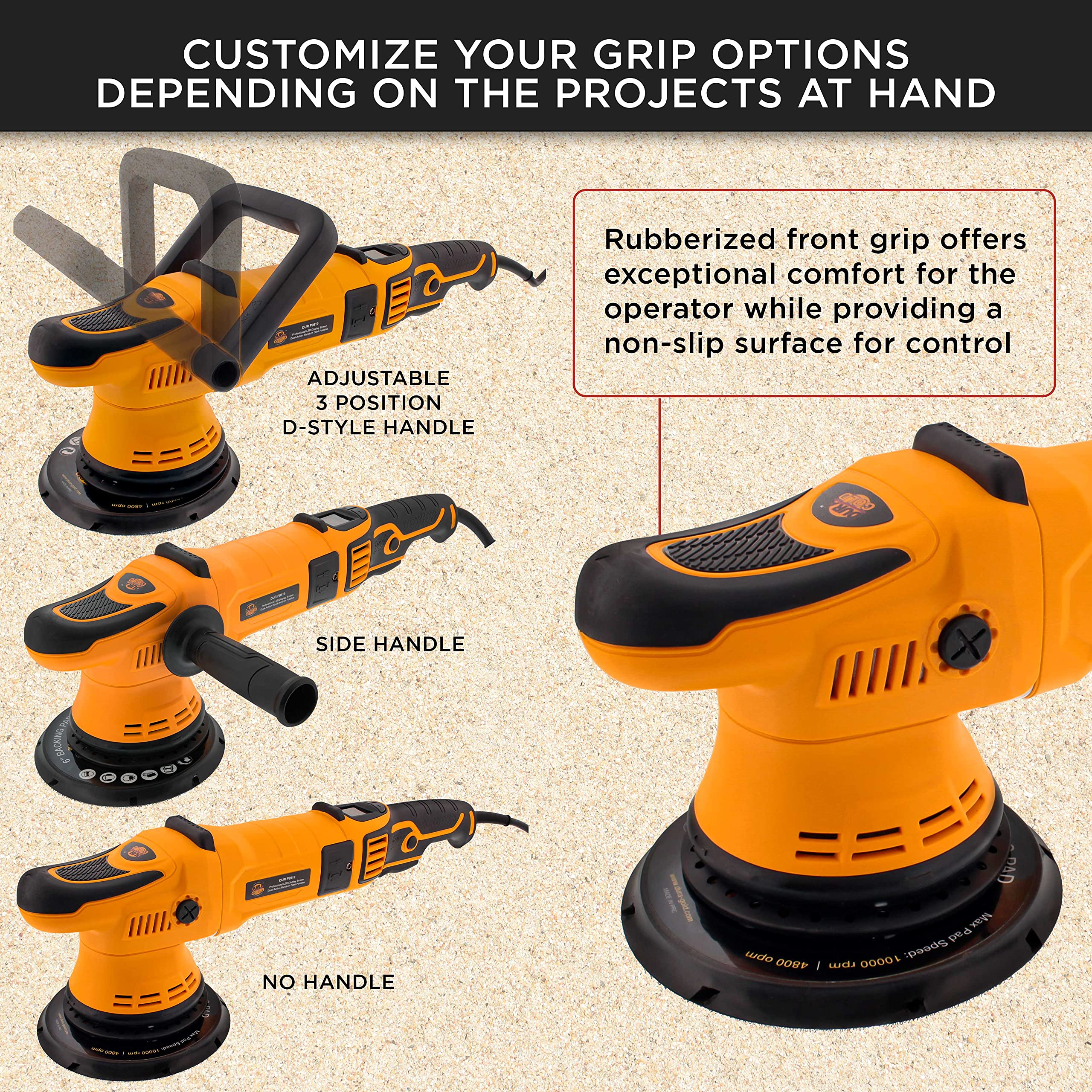 Buy DuraGold Heavy Duty 6" LongThrow Random Orbit DualAction Polisher Buffer Sander, Variable