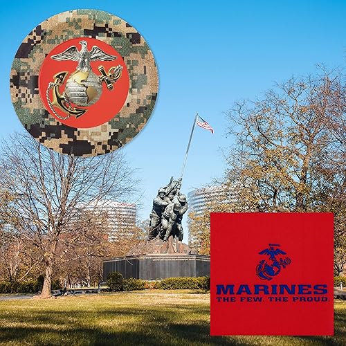 Miniatura 6 de Fiesta de los Marines de los Estados Unidos para 16 invitados! Incluye 16 platos de 7 pulgadas y servilletas de almuerzo con el camuflaje, logotipo
