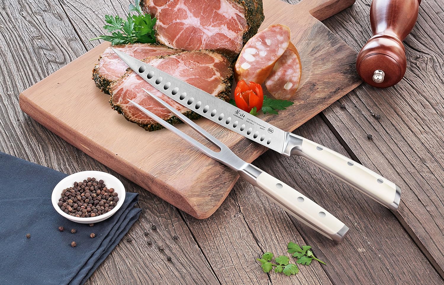 Cangshan S1 Series 61895 German Steel Forged 2-Piece Carving Set, Crème
