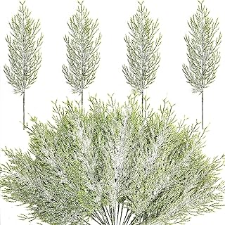 Alpurple 50 Pcs Christmas Snow Frosted Pine Branches- 13.5