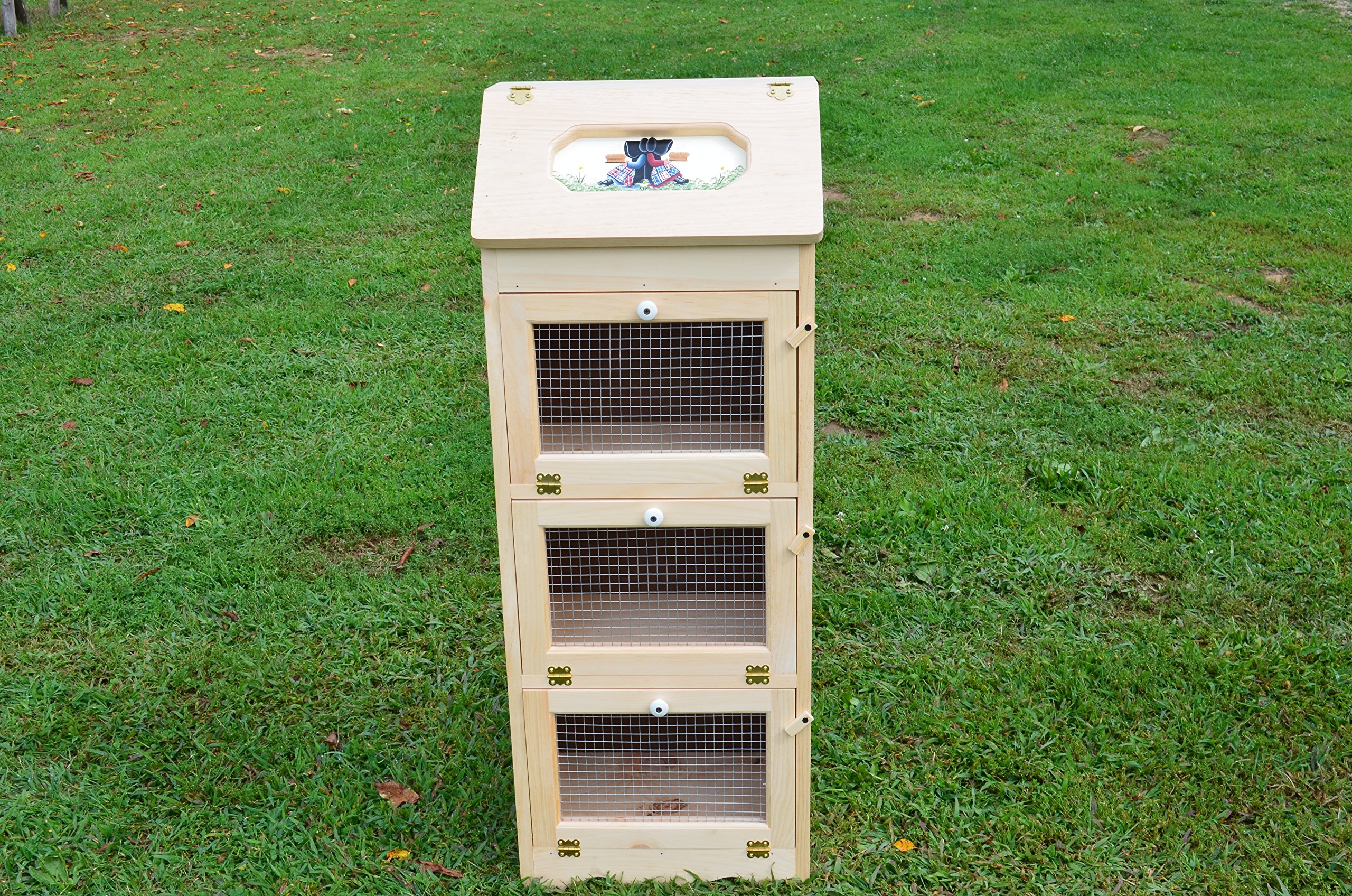 Amish Handcrafted Solid Pine Bread Box and 3 Door Vegetable Bin.