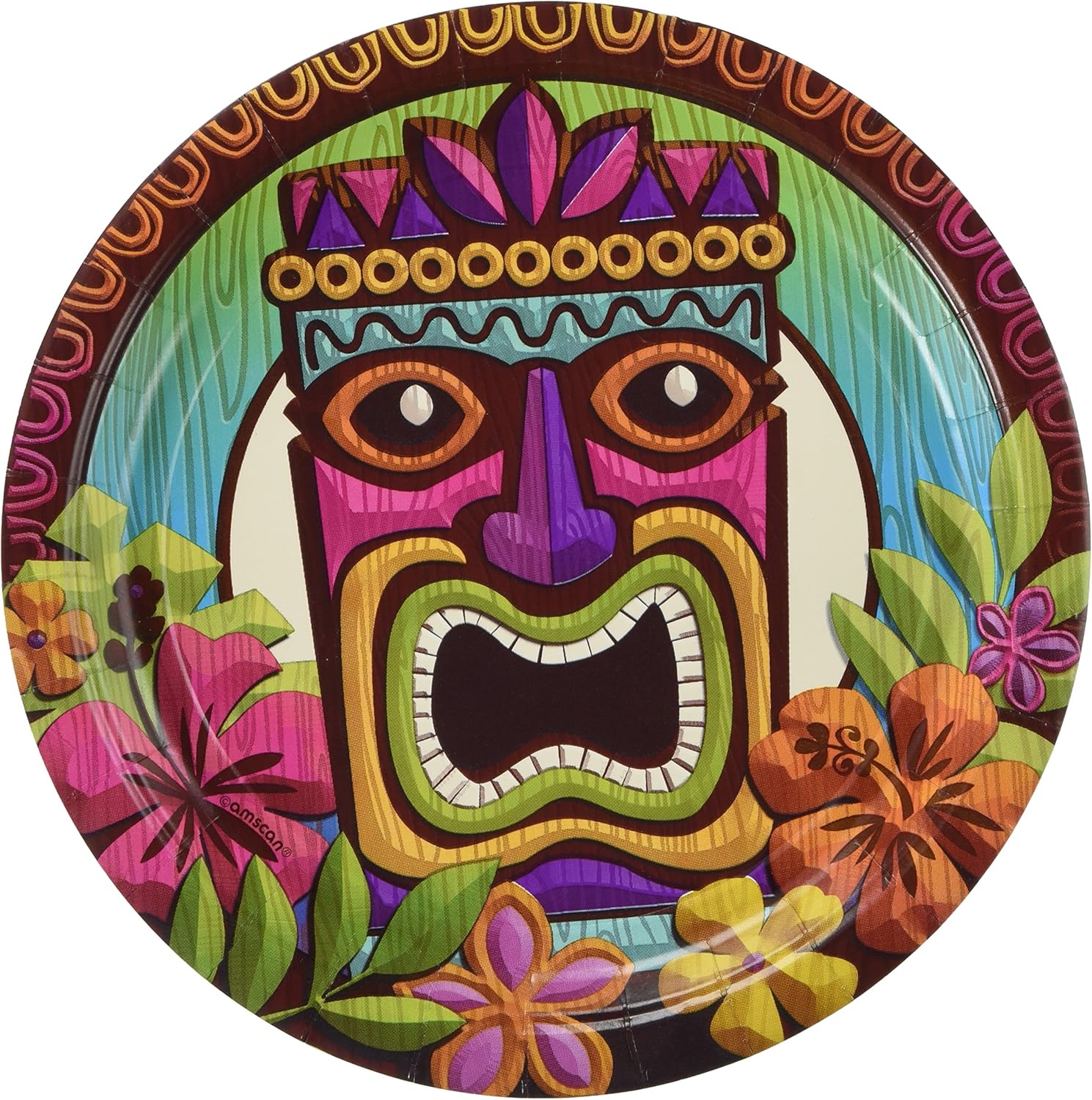 AmscanTropical Tiki Party Luncheon Plates, 9", 60 Ct.
