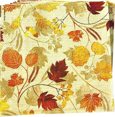 Servilletas de arpillera de otoño de 13 x 13 pulgadas, servilletas de papel, servilletas de cena de Acción de Gracias, servilletas de papel de