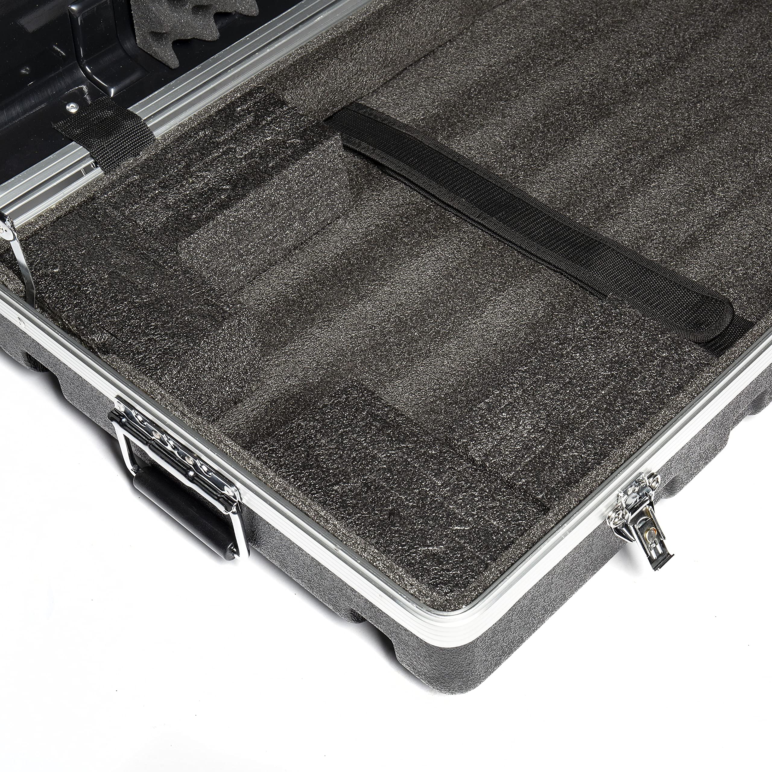 Music Store ABS Keyboard Case 61, Universal Keyboard Flightcase, Schwarz, 7.8 kg, mit Schnappverschluss, 3 Griffe, Rollen, Polsterung, 112x12x41 cm, geeignet für 61-Tasten Keyboards