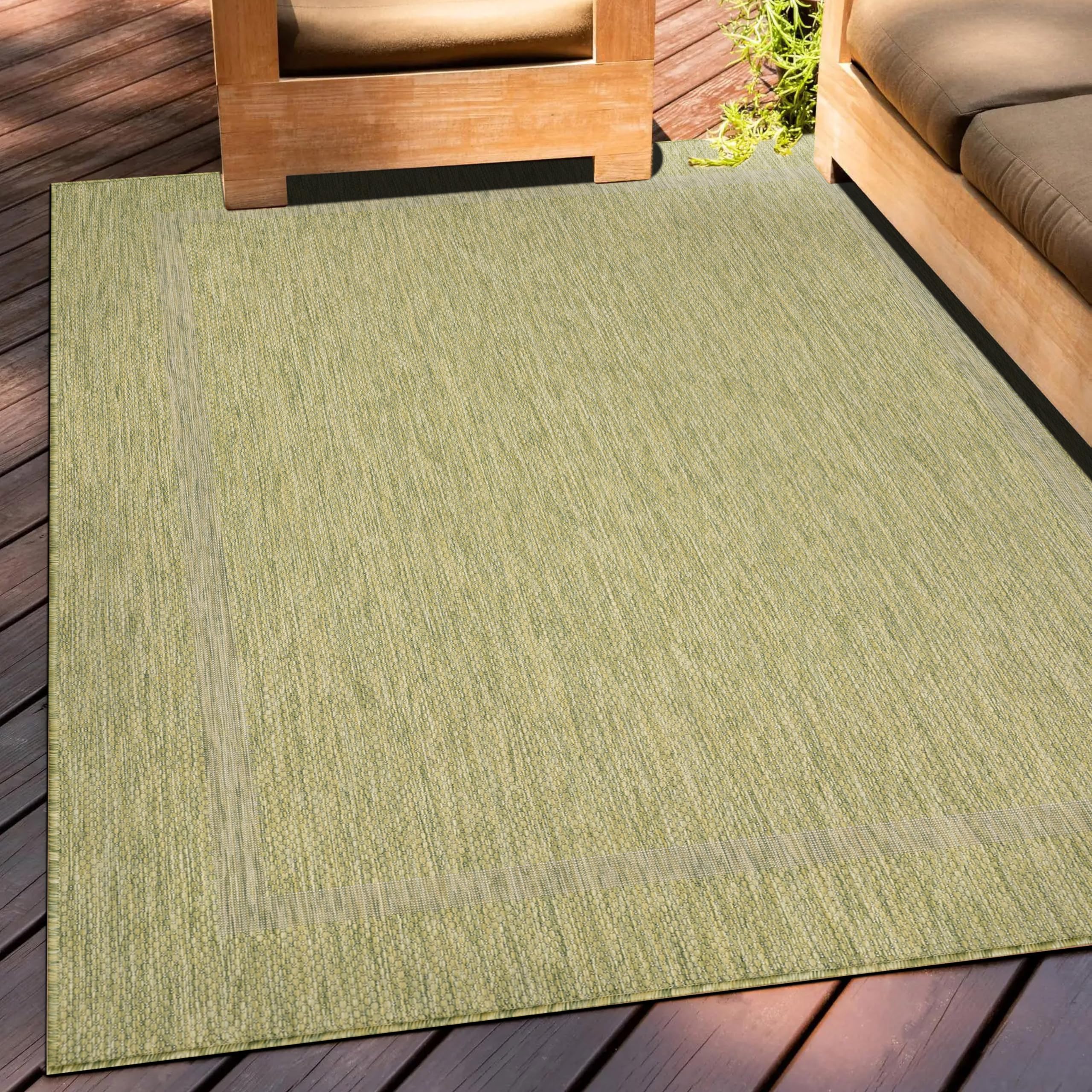 Teppium In- & Outdoor-Teppich Wetterfest Sisal-Optik in Einfarbig Bordüre, Flachgewebe, Perfekt für Balkon, Terrasse, Küche oder Wohnzimmer