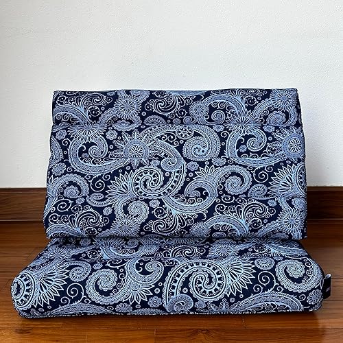 Miniatura 3 de LEEWADEE Tapete plegable con cojín triangular, cómodo cojín de TV, colchón plegable con cojín hecho de Kapok ecológico, 30 x 20 pulgadas, azul y