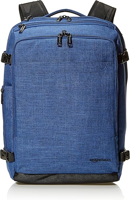 Amazon Basics Slim Carry On Travel Backpack, Blue - Weekender