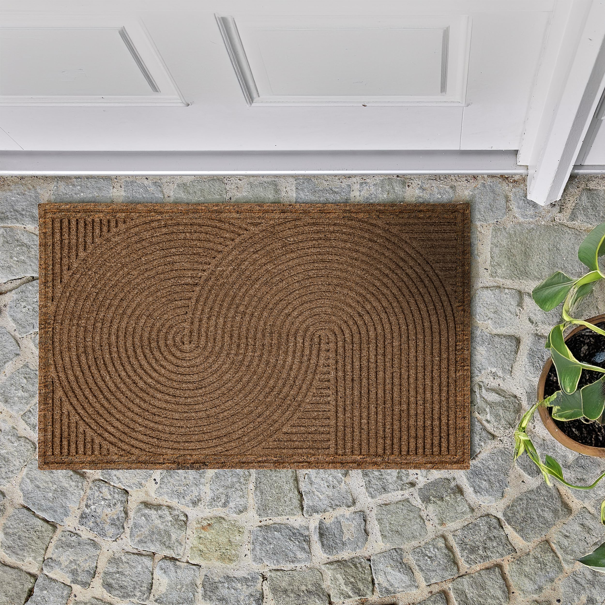 Astra Fussmatte außen rutschfest - Schmutzfangmatte wetterfest - Outdoor Türmatte für Eingangsbereich & Balkon - strapazierfähige Fußmatte 45x75 cm braun