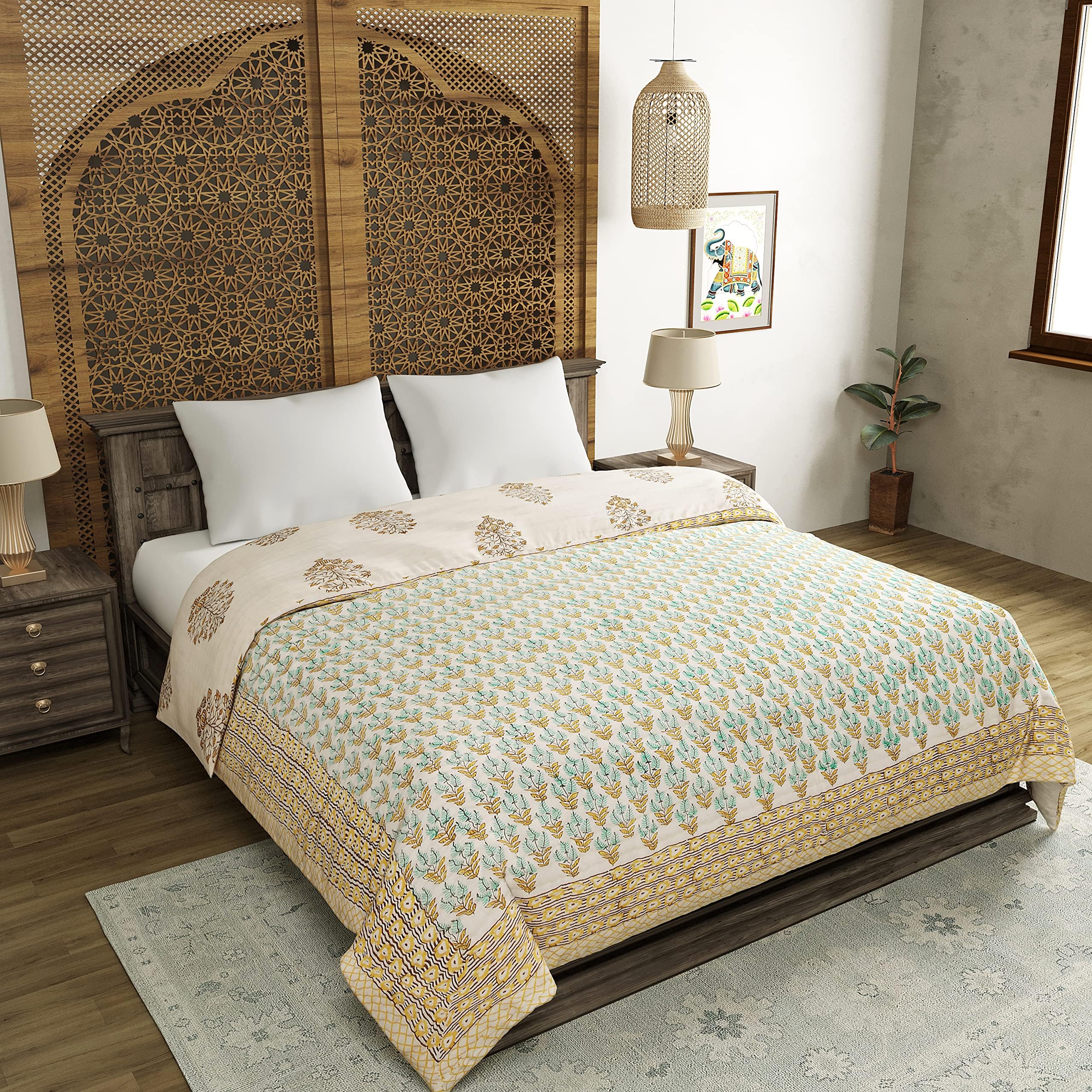 Buy AQRATE 300 TC Jaipuri Razai Double Bed Organic Cotton Jaipuri Razai