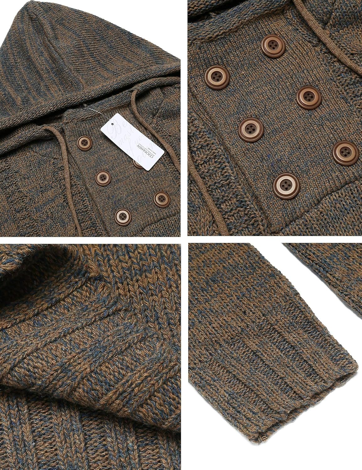 COOFANDY Mens Knit Pullover Hoodies Casual Long Sleeve Turtleneck Sweaters Slim Fit Hooded Sweatshirts - Image 5