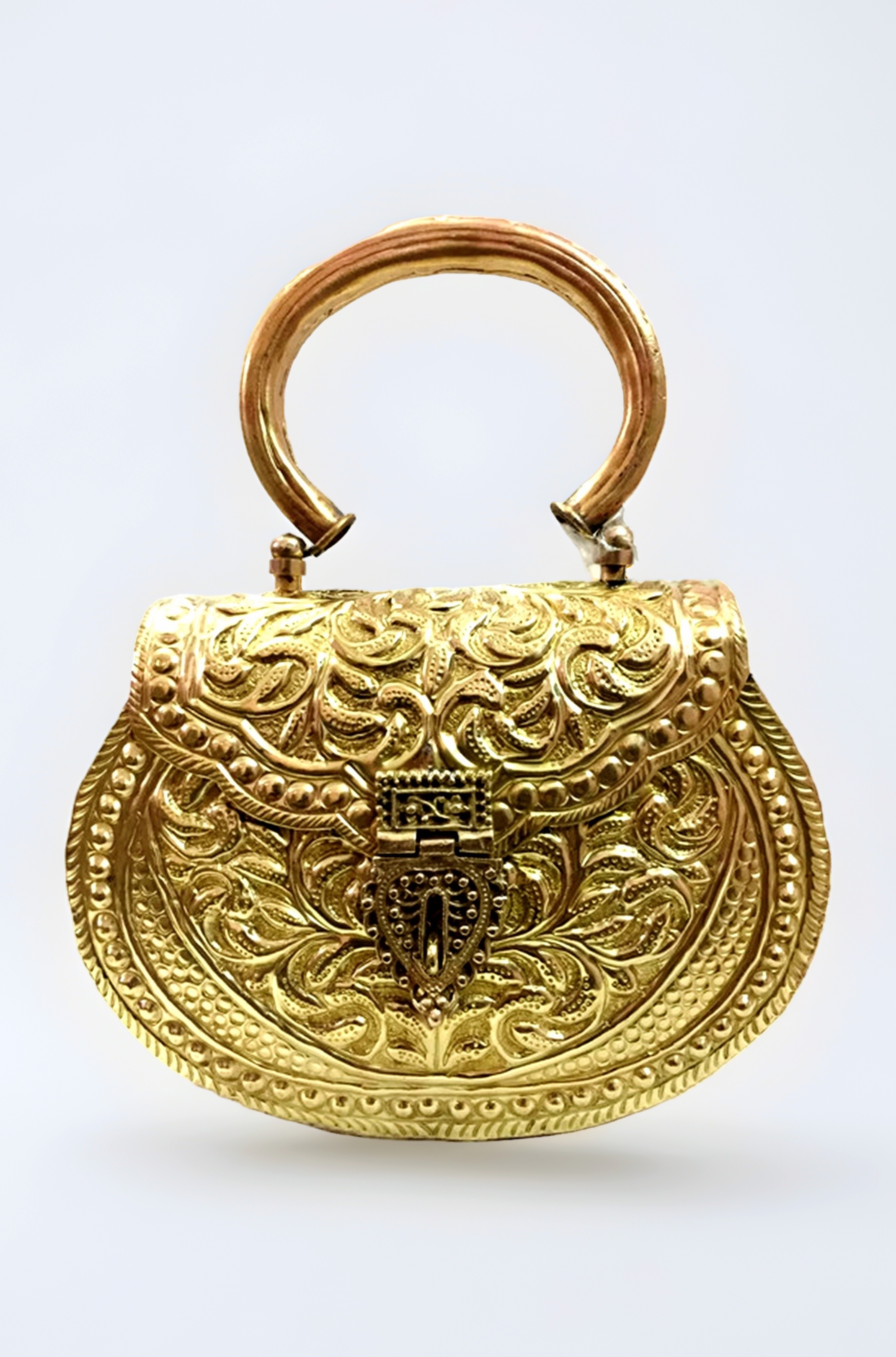 Trend Overseas Golden Hnadle clutches Vintage Handmade Brass Handbag for women party Bride marriage clutch