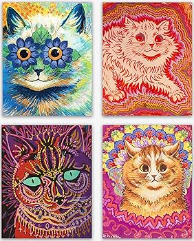 中国絵画　猫　レトロ　ビンテージ　作者不詳 アンティーク vintage oil painting ❀ ネコの油絵 * 絵画