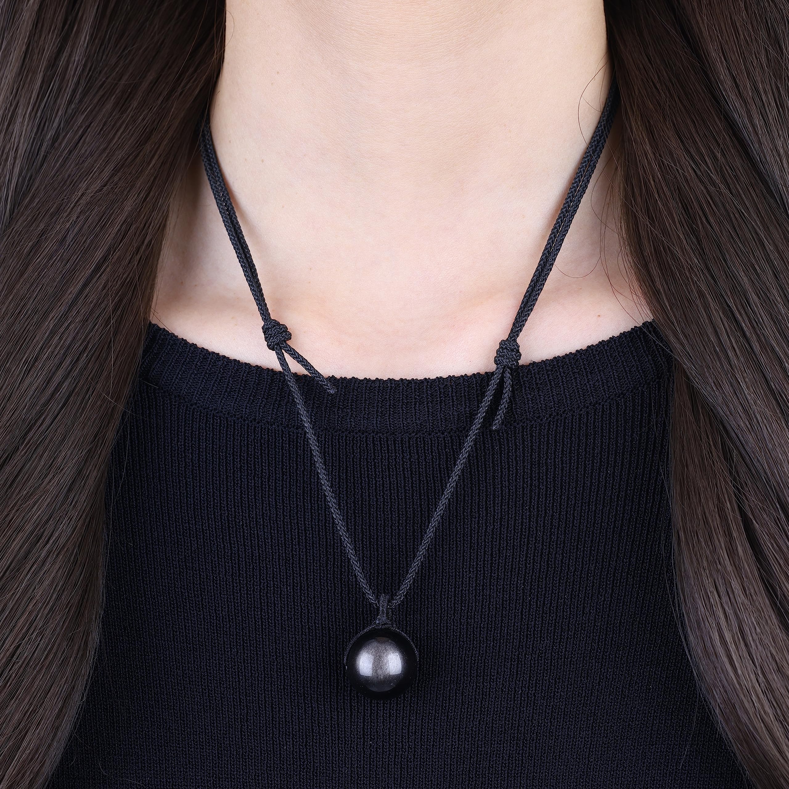 COAI Collier Ajustable Pendentif Rond Pierre Homme Femme