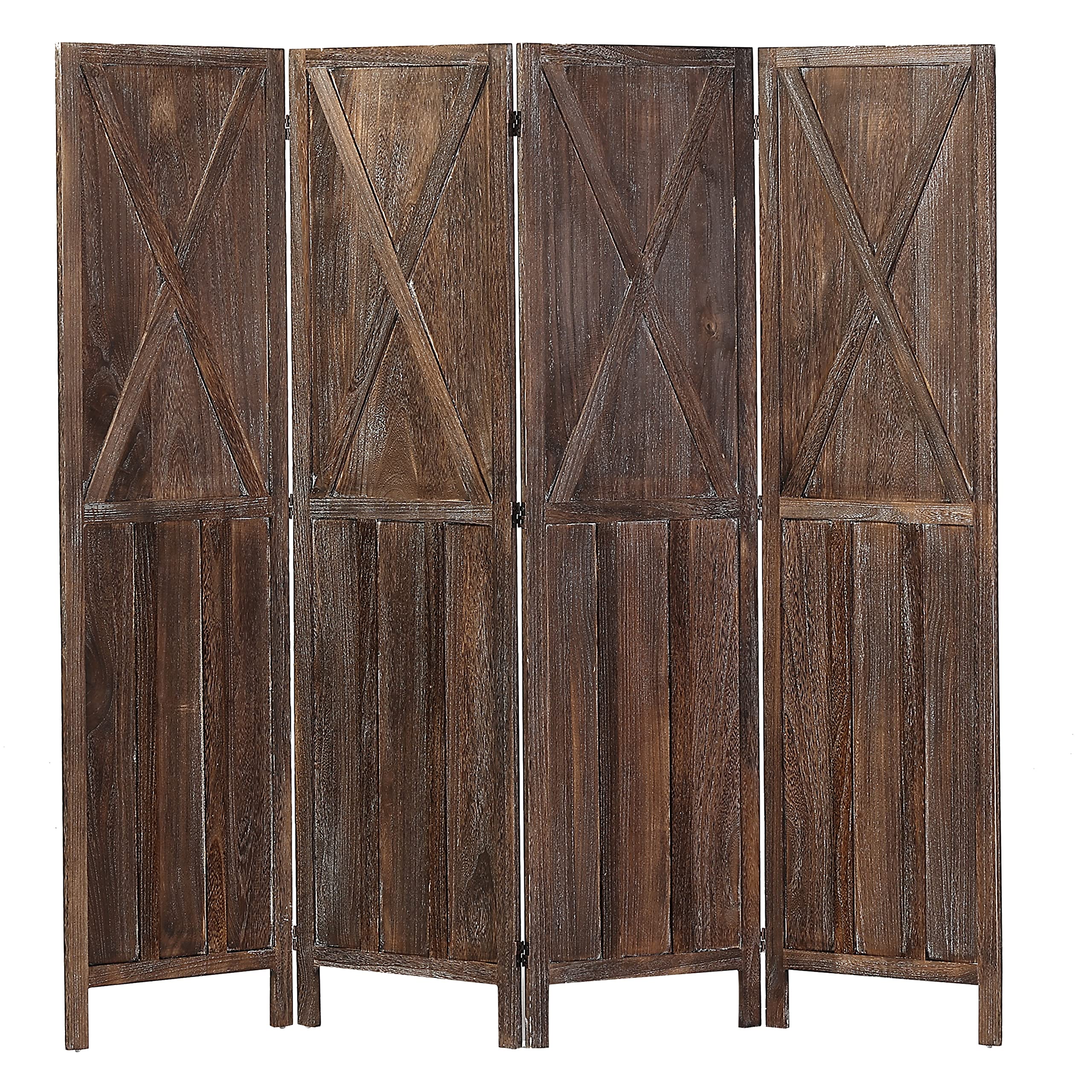 Buy iVilla 5.8 Ft Tall Wood Room Divider, 4 Panel Rustic Folding