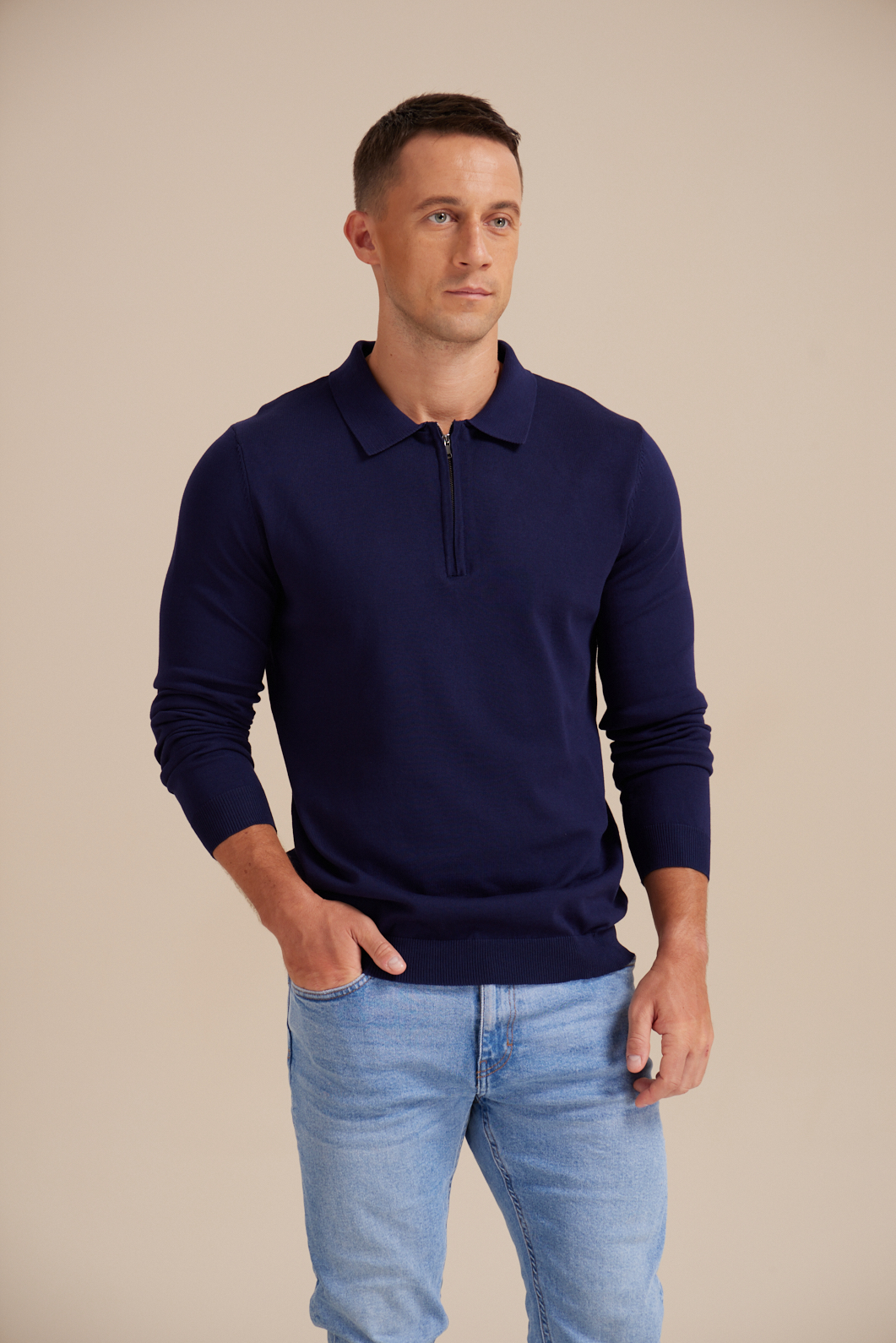 トップス QP RQP Mens Zipper Polo Shirts Knit Wrinkle Free Casual Shirts Short