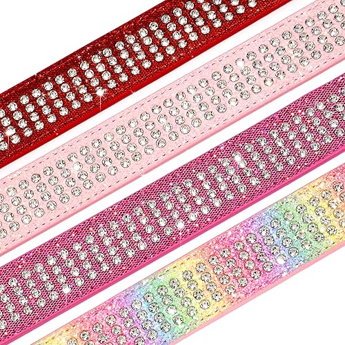 Miniatura 2 de Didog Collar para perro con diamantes de imitación con deslumbrantes diamantes, collar de perro de piel sintética con purpurina de 1.5 pulgadas de