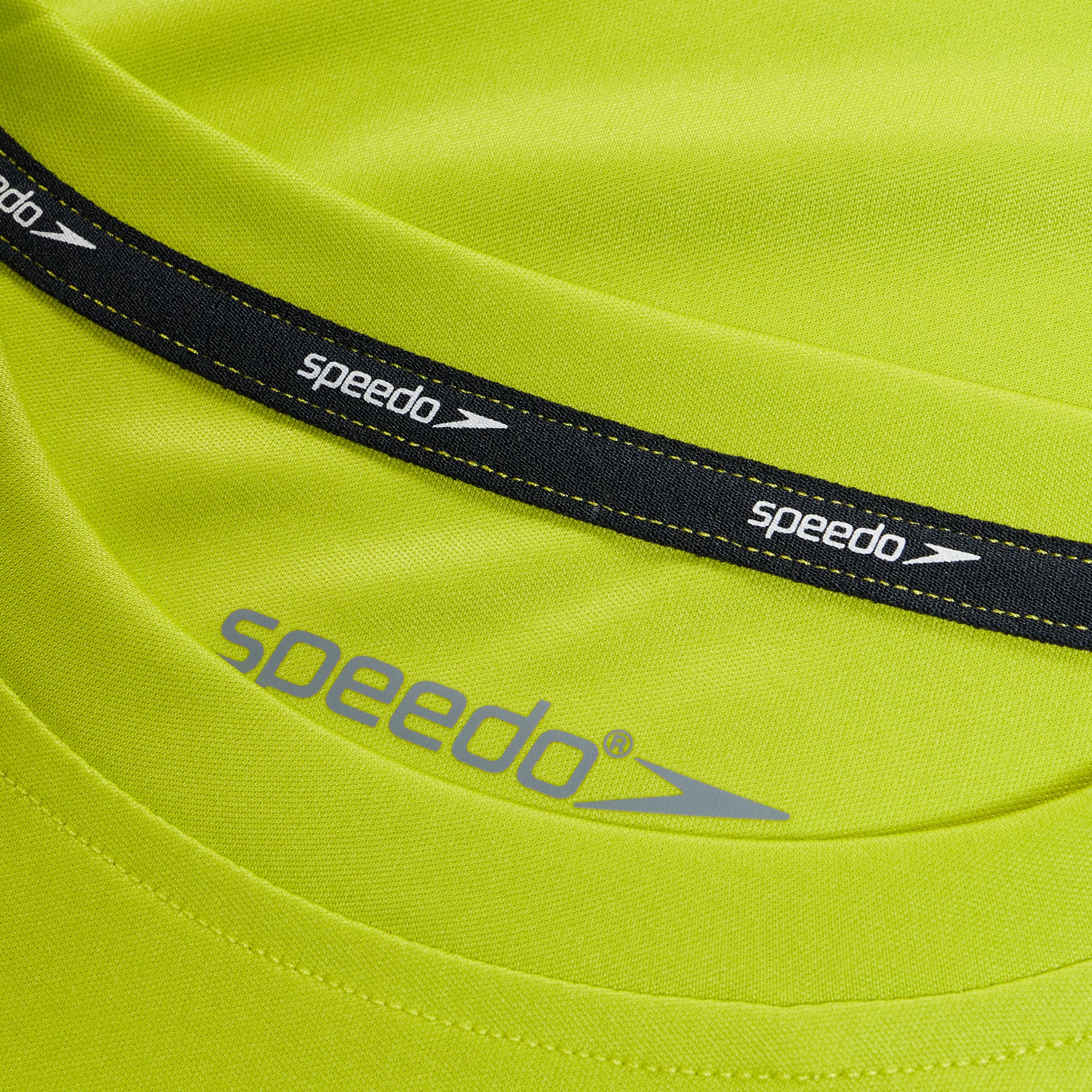 Speedo Boys' Standard Uv Swim Shirt Short Sleeve Tee Graphic, Checkered Bitter Lime