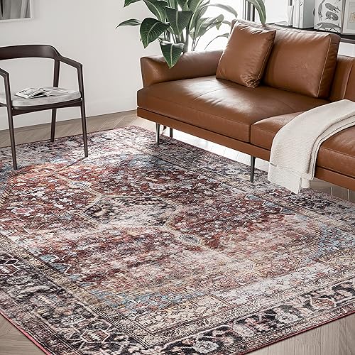Abani Paloma - Alfombra oriental vintage Merlot de 2 pies 2 pulgadas x 9 pies 6 pies, suave y lujosa, ideal para dormitorio, sala de estar, cocina e