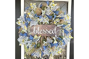Lemon Wreath Décor: Blessed Darling Lemon & Blue Floral Deco Mesh Wreath
