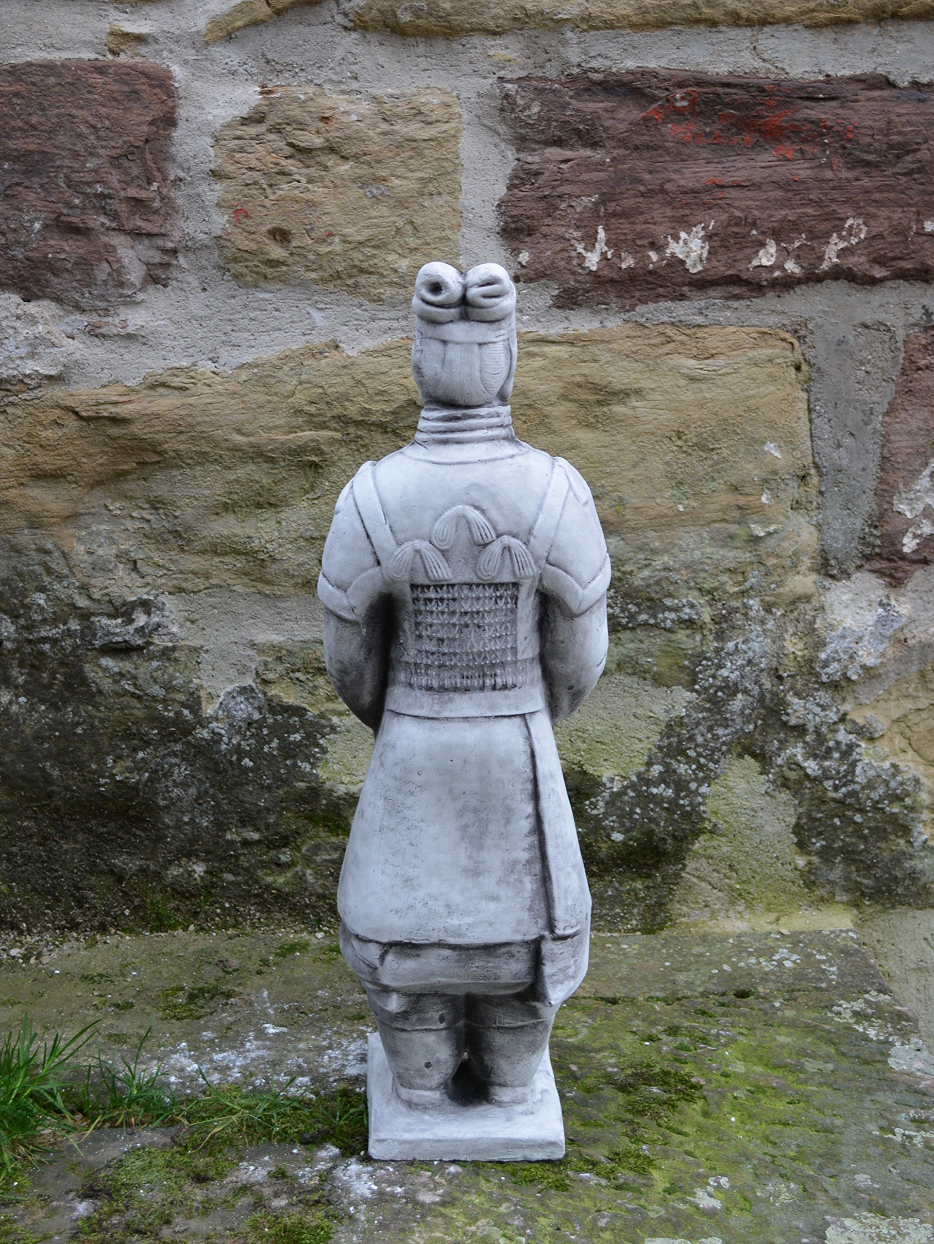 gartendekoparadies.de Statue eines Chinesischen Terrakotta-Kriegers, Steinfigur, Grau, Frostsicher aus Steinguss für Außenbereich, H. 64 cm, 17 kg