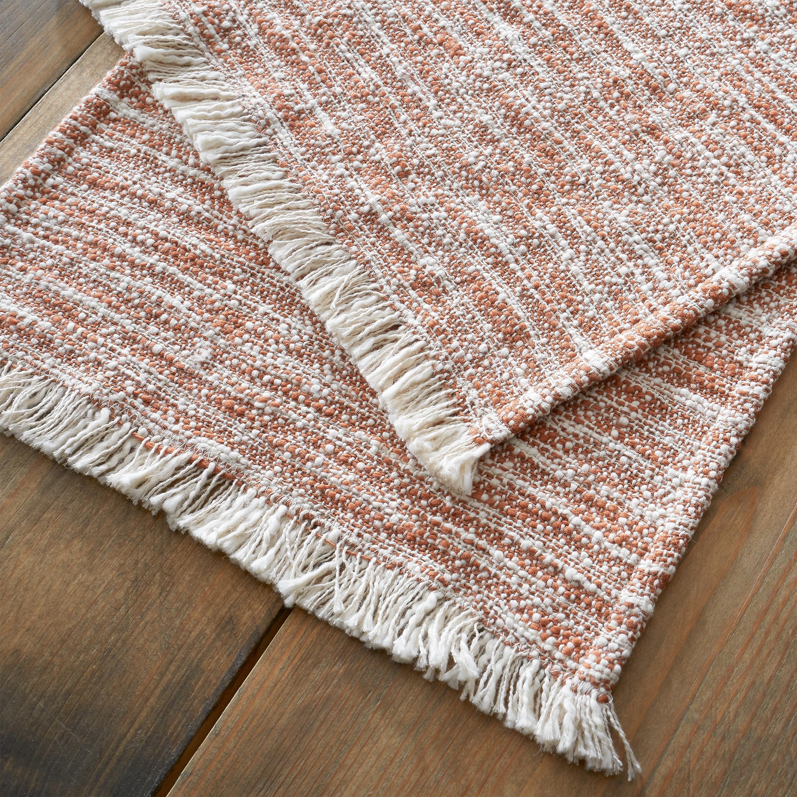 Pineapple Elephant Textured Frayed Edge Cotton Placemat Pair Terracotta - Image 3