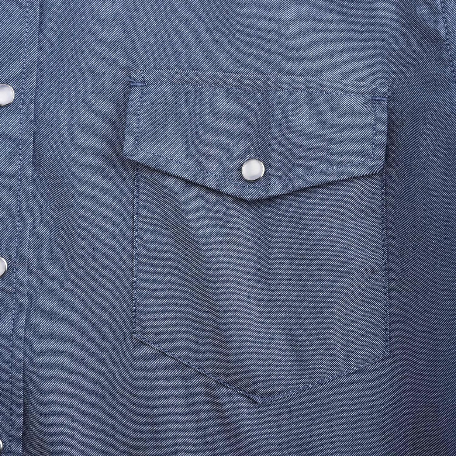 COEVALS CLUB Mens Denim Western Cowboy Work Pearl Snap Button up Long Sleeve Regular Fit Shirts - Image 5