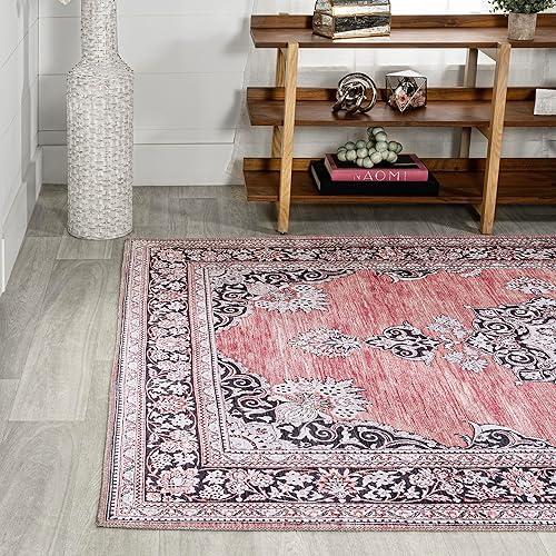 Miniatura 4 de Eyely HSW201B-8 Bausch - Alfombra lavable de felpilla envejecida para interiores, clásica, de mediados de siglo, rústica para dormitorio, cocina,