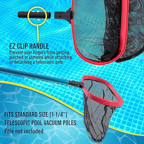 Miniatura 5 de U.S. Pool Supply Rastrillo profesional de lujo para piscina con bolsa de red profunda, resistente, marco de aluminio reforzado fuerte, limpieza más