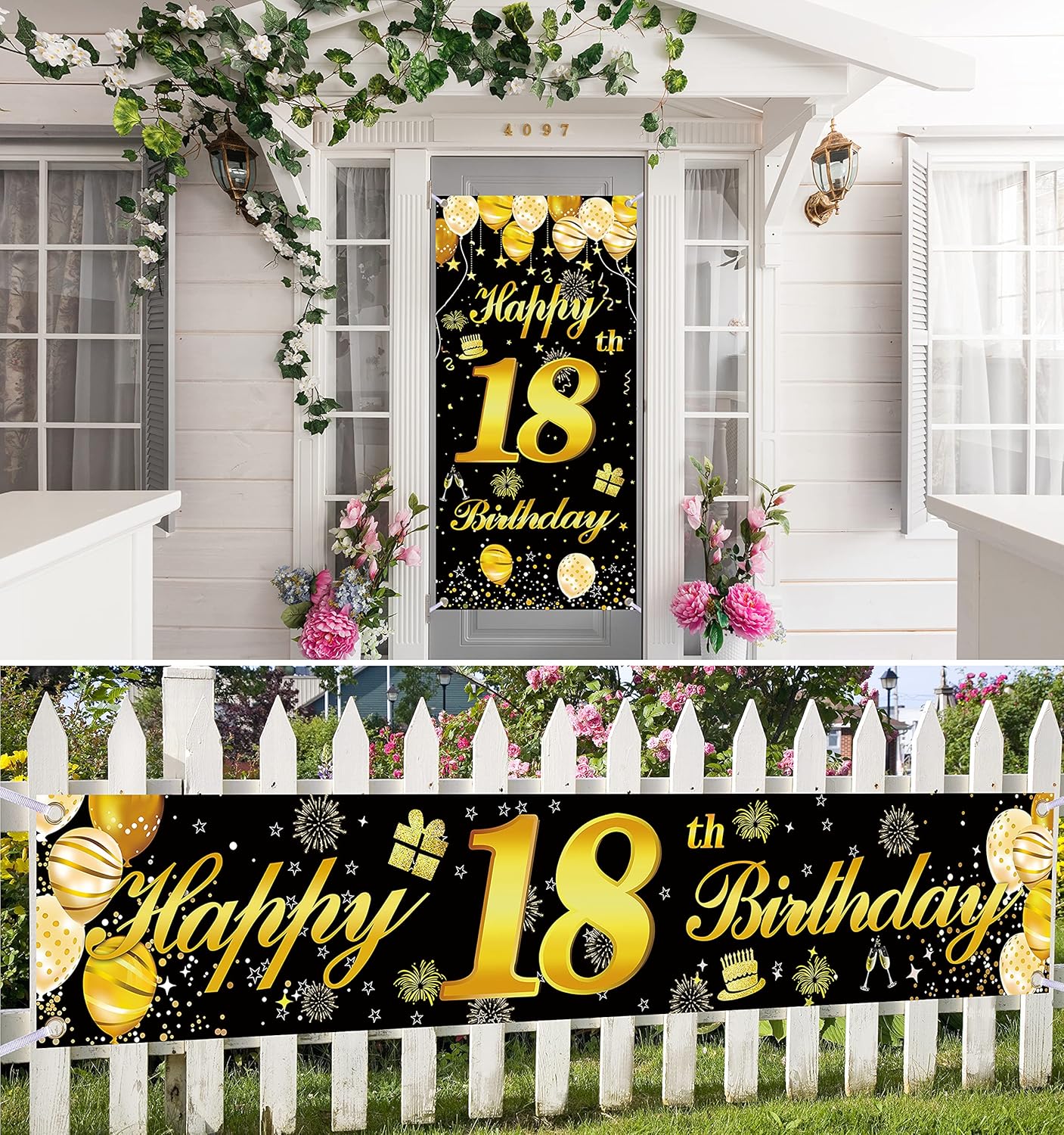 18th Happy Birthday Door Banner IMISI Birthday Decorations Birthday Backdrop Decorations for a Party - Image 4