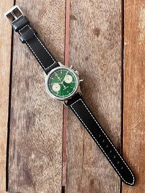 SUGESS-AU, Seagull ST1901 Panda Green Chronograph Sapphire, Display Back,2 Straps 1963 BNIB