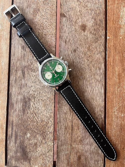 SUGESS-AU, Seagull ST1901 Panda Green Chronograph Sapphire, Display Back,2 Straps 1963 BNIB