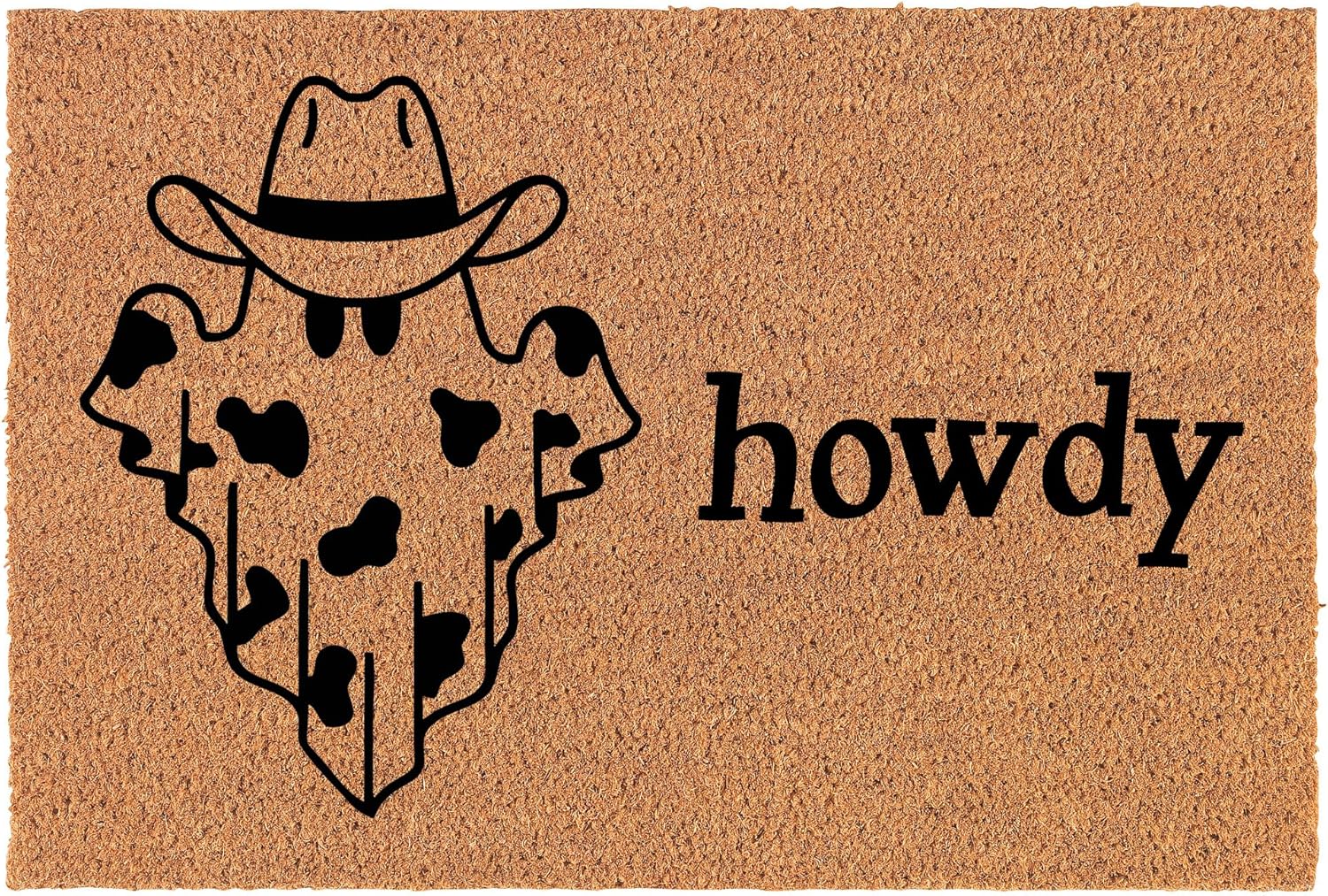 Welcome Doormat Coco Coir Door Mat Gift Western Ghost Cow Print Howdy Halloween (24" x 16")