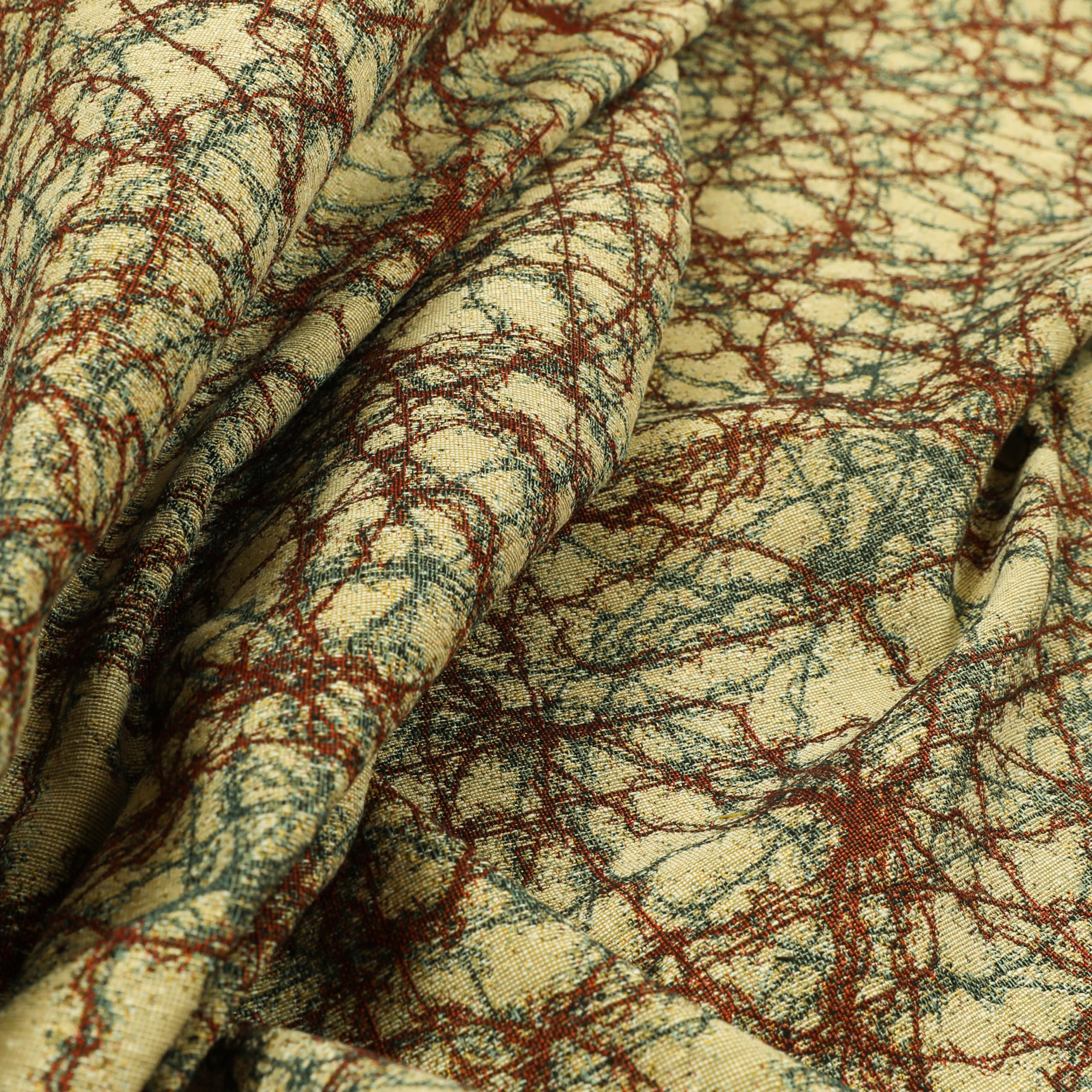 Redbrick Mill Fabrics Flame Retardant Jacquard Tapestry Barbed Wire Pattern Red Beige Chenille Upholstery Fabrics (Per Metre) โ image 1