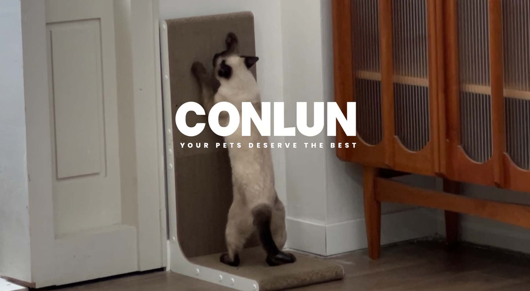 Tiragraffi Per Gatti Conlun - Forma A L, 58cm, In Cartone Resistente, Da Parete, Legno Chiaro - Foto 4