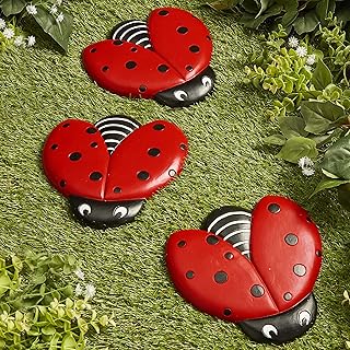 The Lakeside Collection Ladybug Stepping Stones for Gardens and Outdoor Flower Beds - Set of 3