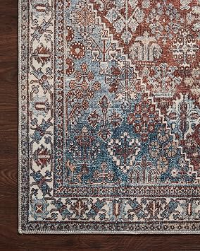 Loloi Magnolia Home by Joanna Gaines Lenna Collection LEA-04 Brick/Sky 2'-3 x 3'-9 Accent Rug
