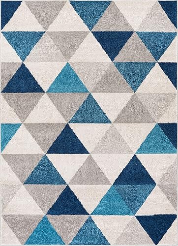Miniatura 2 de Well Woven Isometry Alfombra triangular gris geométrico, Sintético, Azul gris, 5' x 7'