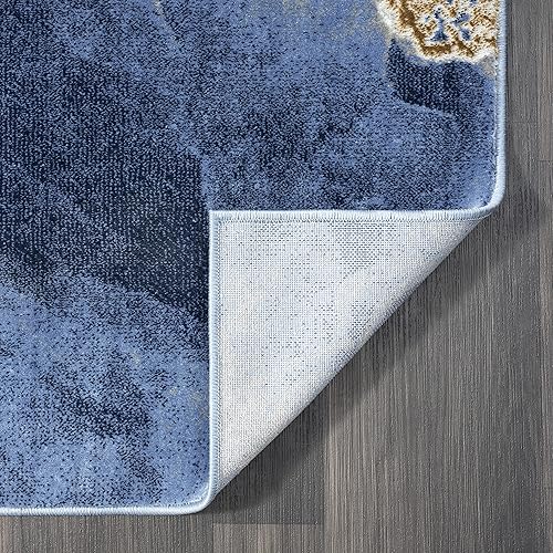 Miniatura 8 de Abani Luna Collection - Alfombra de área con diseño contemporáneo de mármol grisazul, 6 x 9 pies, fácil de limpiar, duradera para niños y mascotas,