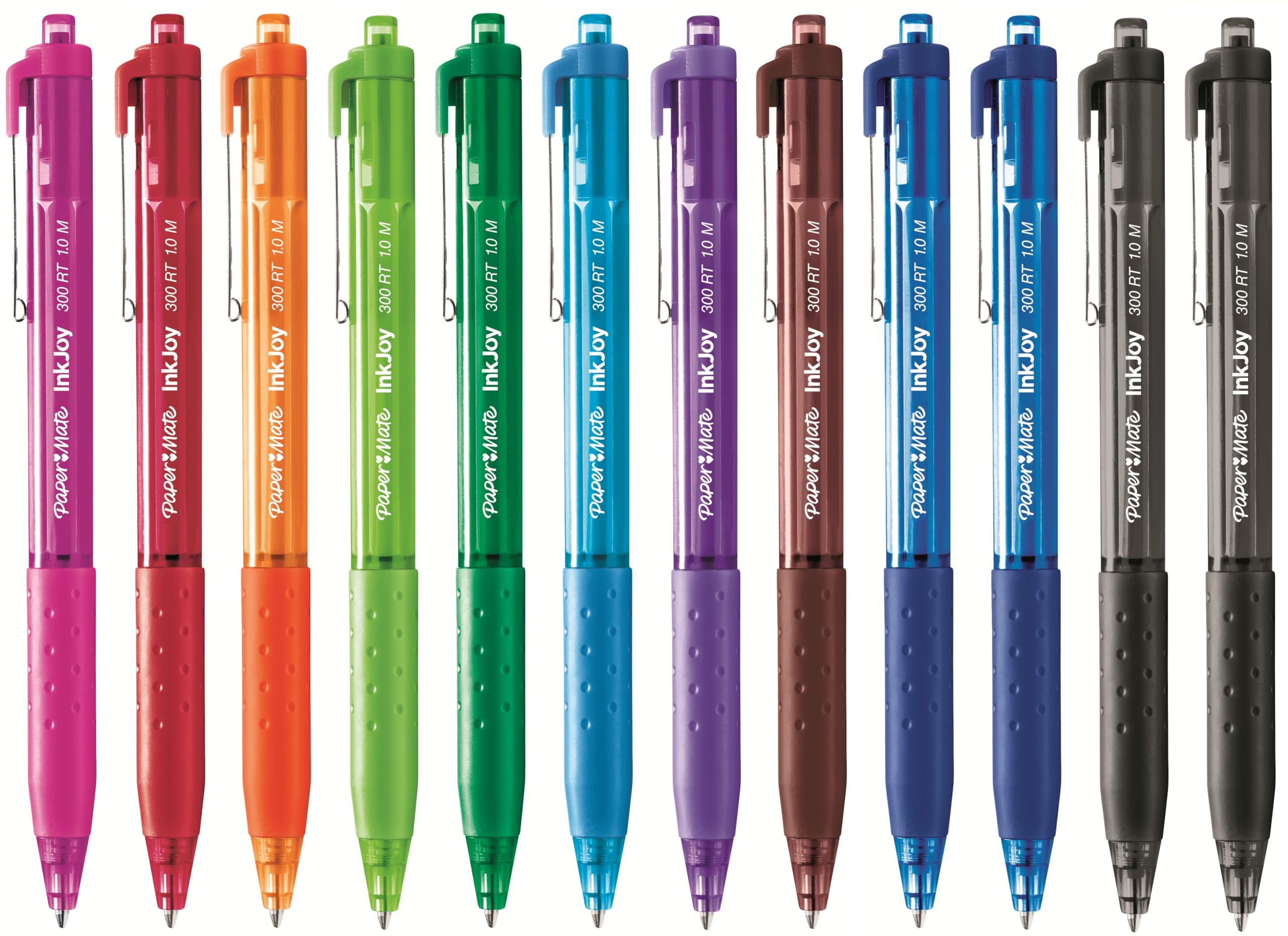 Paper Mate InkJoy 300RT Retractable Ballpoint Pens | Medium Point | Assorted Ink Colours | 12 Pack | Ultra Smooth Ink