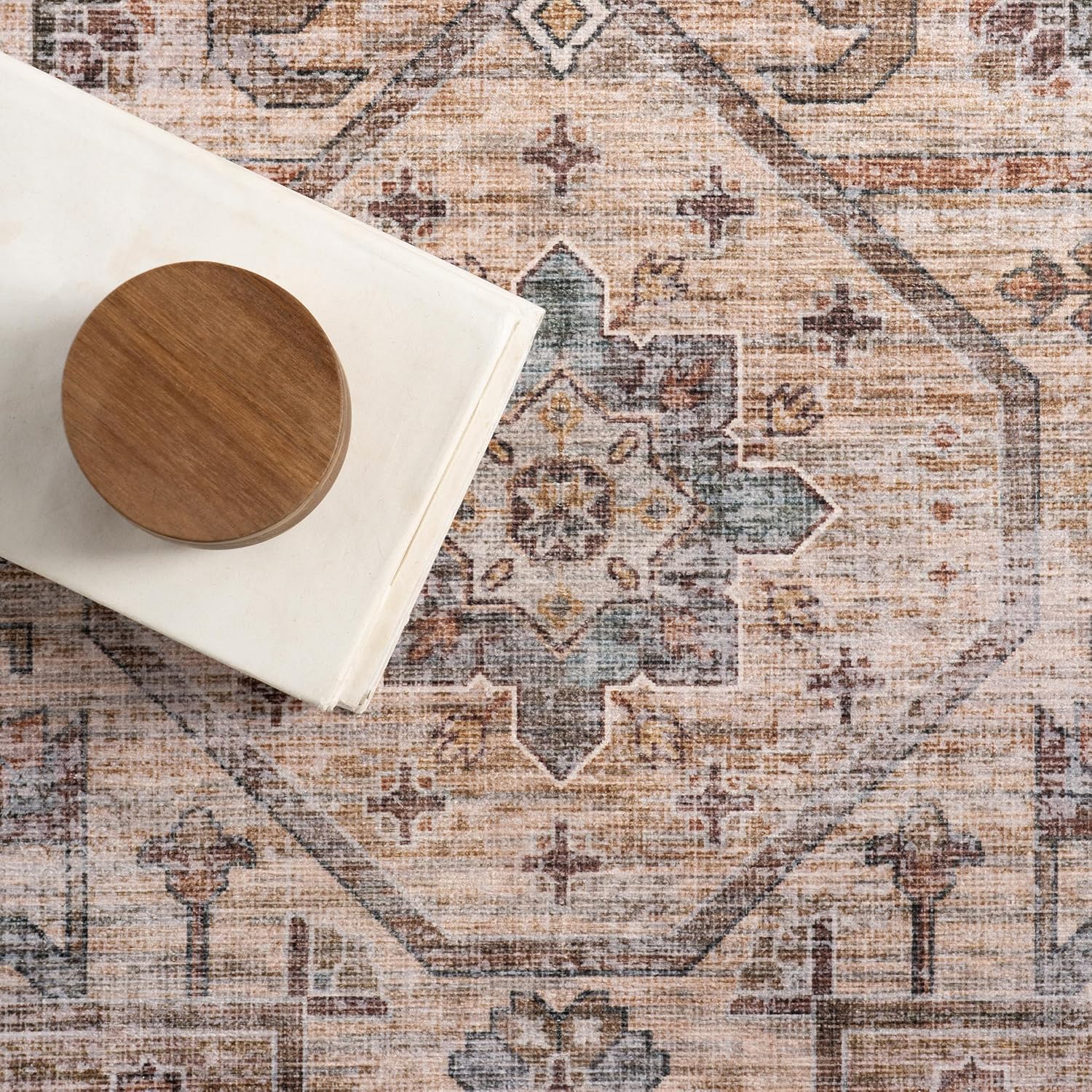 Nuloom Kalaya Medallion 8' x 10' Machine Washable Area Rug for Living Room Bedroom Dining Room, Light Brown