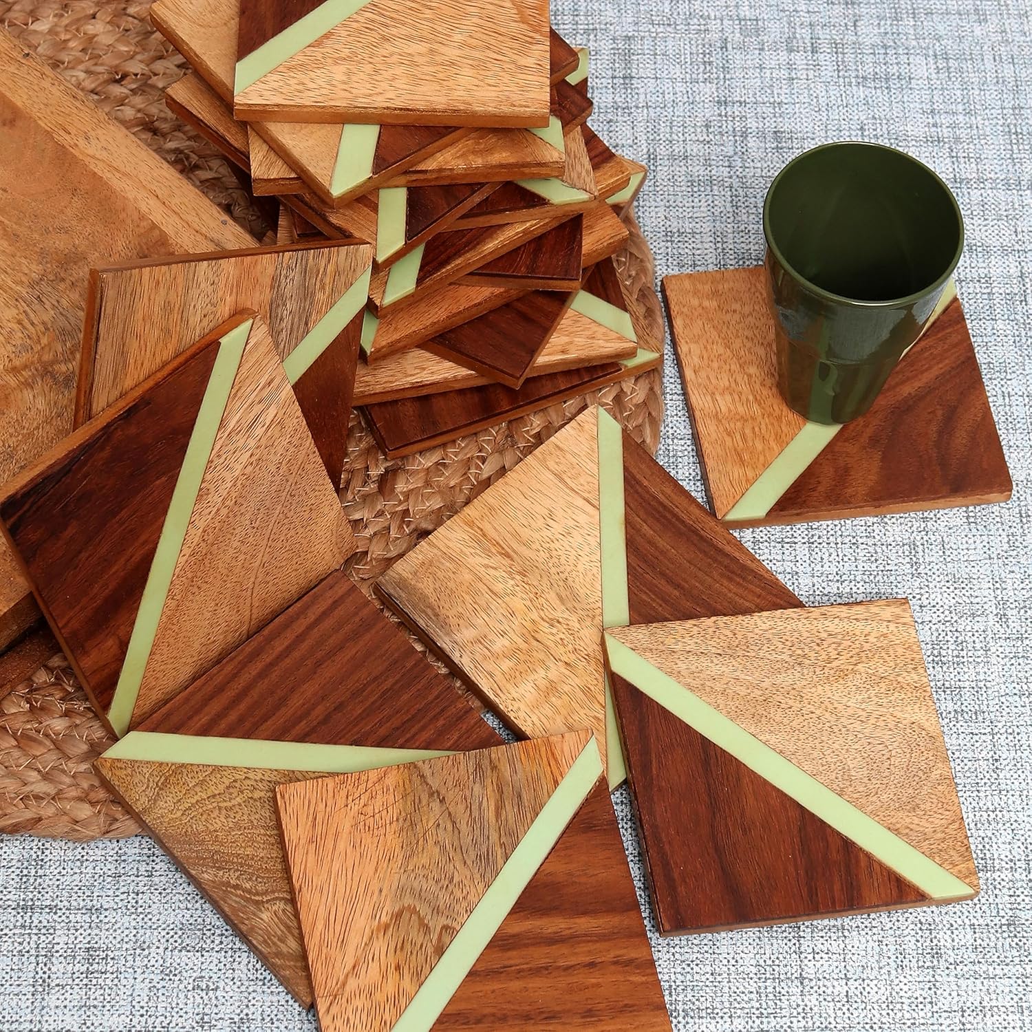 IndianShelf Tea Coster for Dining Table Set of 18| Coasters Wooden| Cup Coasters| Coster Set Tea| Coaster Set for Dining Table| Coasters Set| Bar Kit| Gift for Drinkers