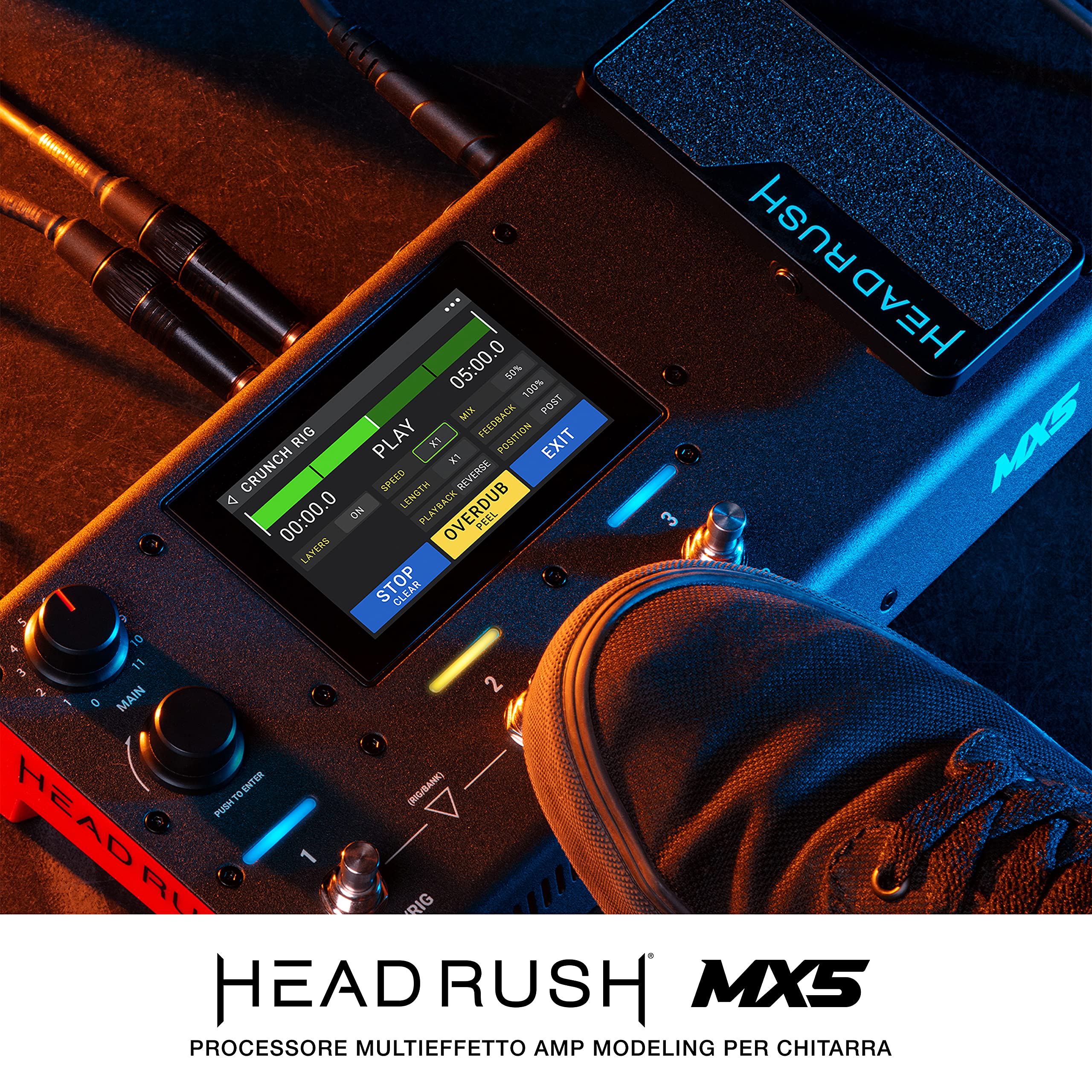 HeadRush MX5 - Pedaliera Multieffetto per Chitarra e Basso, Amp Modeling, Processore FX con Touschscreen, Pedale di Espressione, Looper e Interfaccia