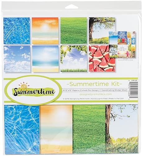 Reminisce SUM-200 Summertime Scrapbook Collection Kit, 12x12 inches
