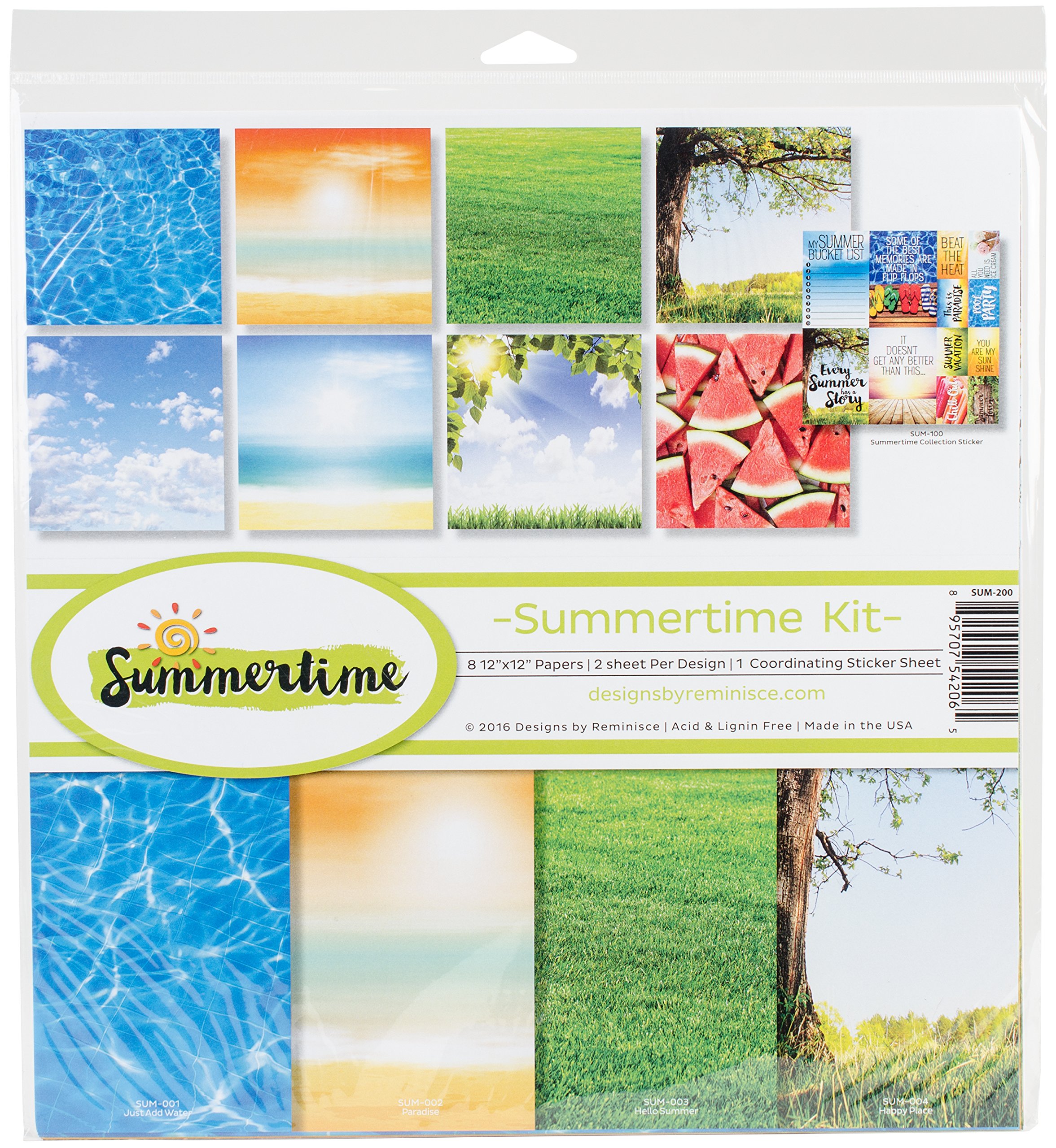 Reminisce sum-200 Verano de Recortes papel decorativo de scrapbook para manualidades