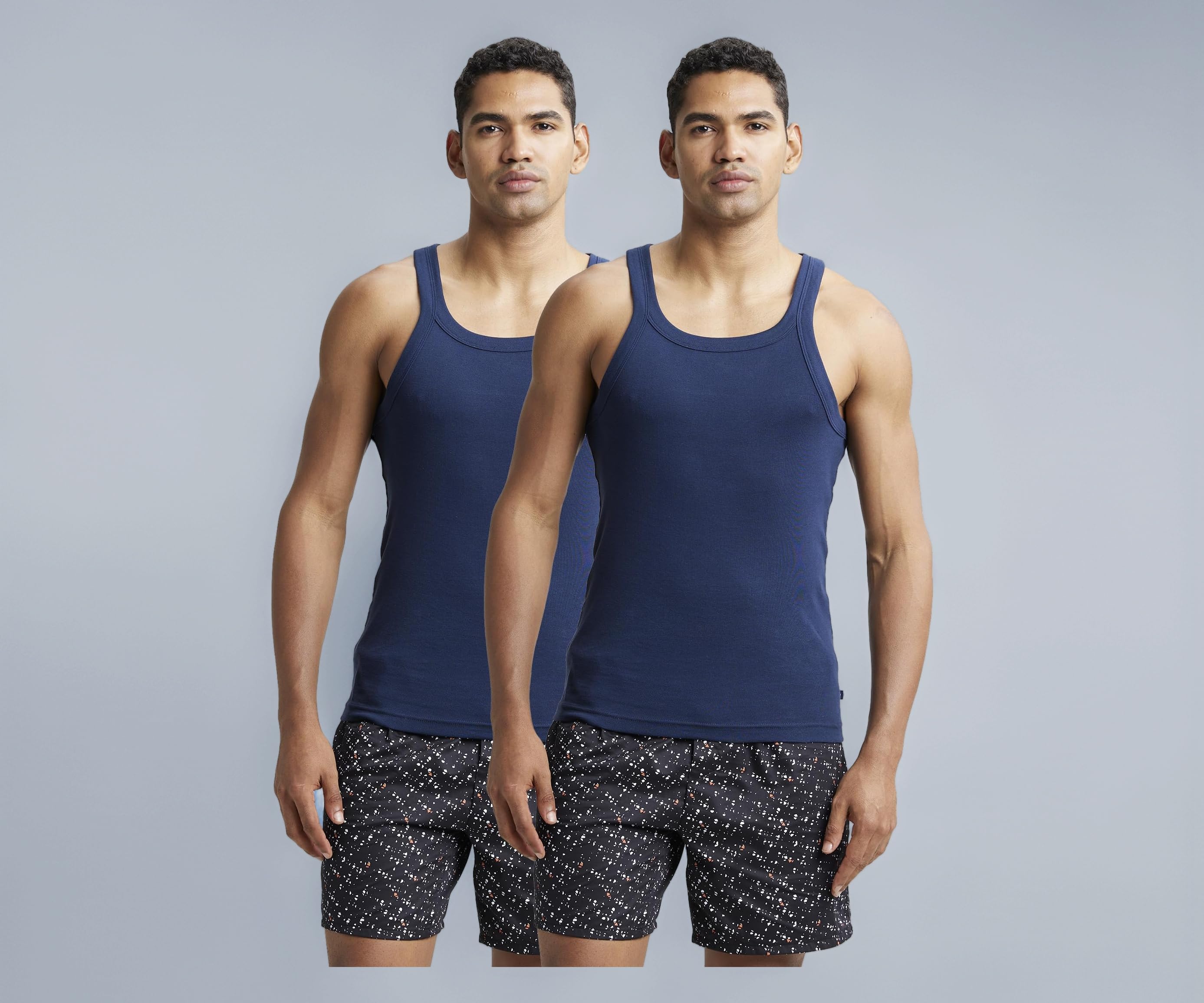 US26 Men Super Combed Cotton Rib Square Neck Gym Vest_(Pack of 2)