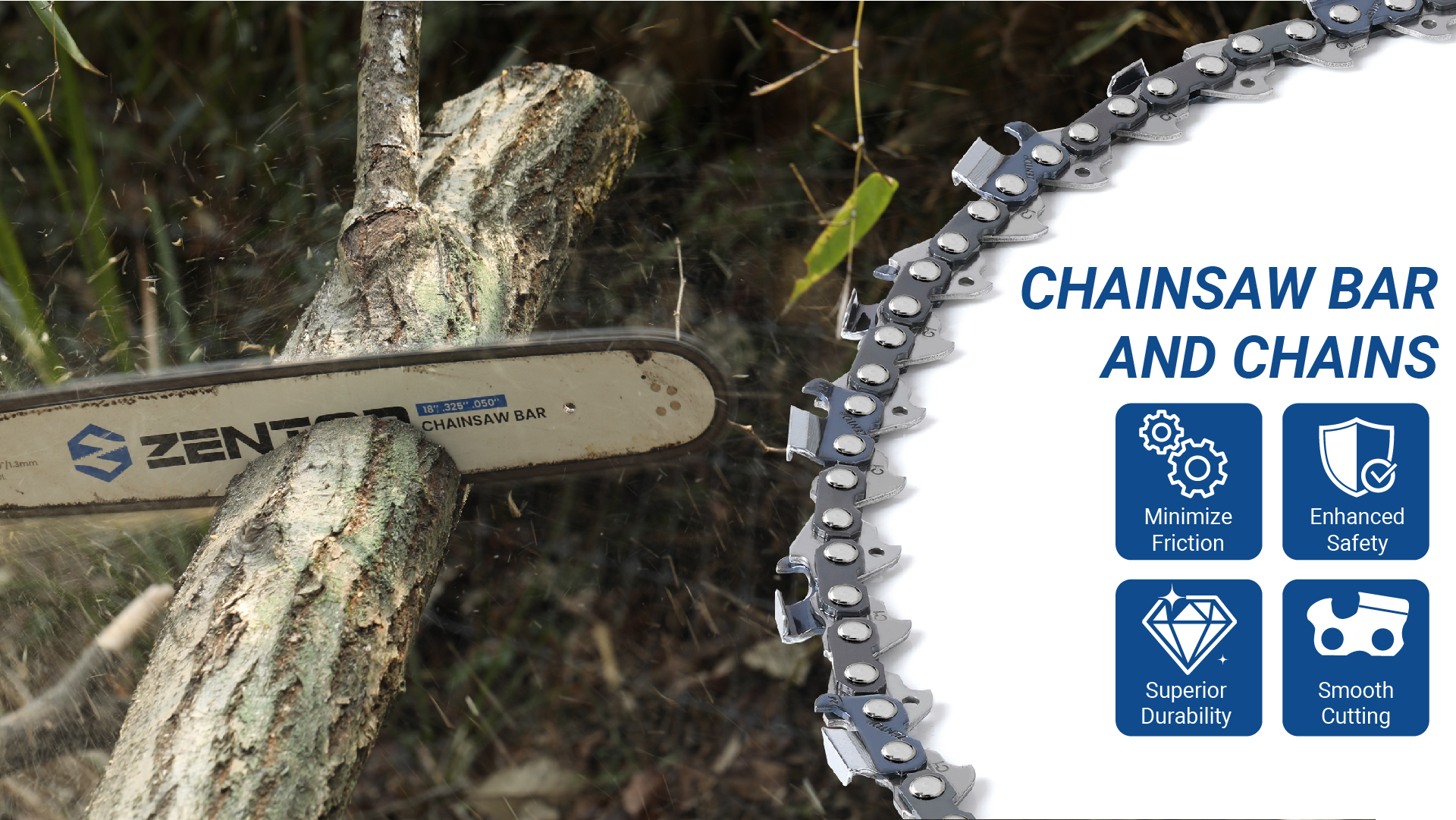 Amazon.com : ZENTOP 20 Inch Chainsaw Bar and Chains, .063'' Gauge