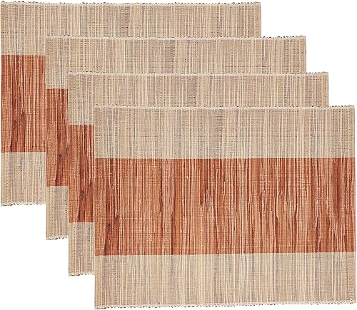 Miniatura 3 de Saro Lifestyle Manteles individuales con bandas brillantes (juego de 4), óxido, 14 x 19 pulgadas