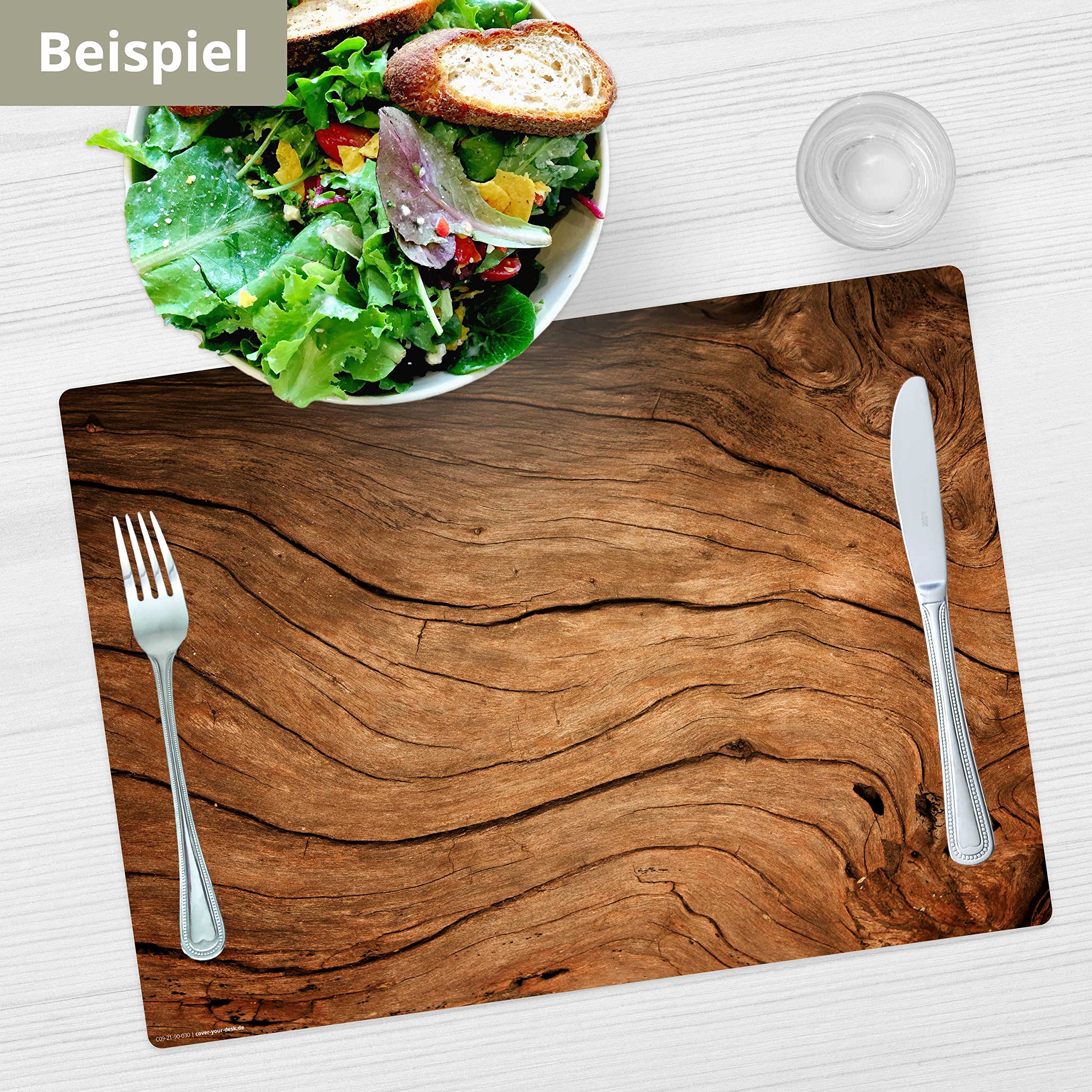 Lot de 4 sets de table lavables en bois rustique pour le romantisme maison de campagne - En vinyle de qualité supérieure (plastique - sans bisphénol A) - Antidérapants - Fabriqué en Allemagne